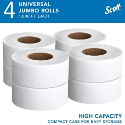 Essential Recycled Jumbo Toilet Paper, 2-ply, White, 4 Rolls/Case (03148)<Scott Discount