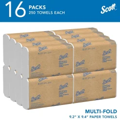 Scott Essential Recycled Multifold Paper Towels, 1-ply, 250 Sheets/Pack, 16 Packs/Carton (1840)