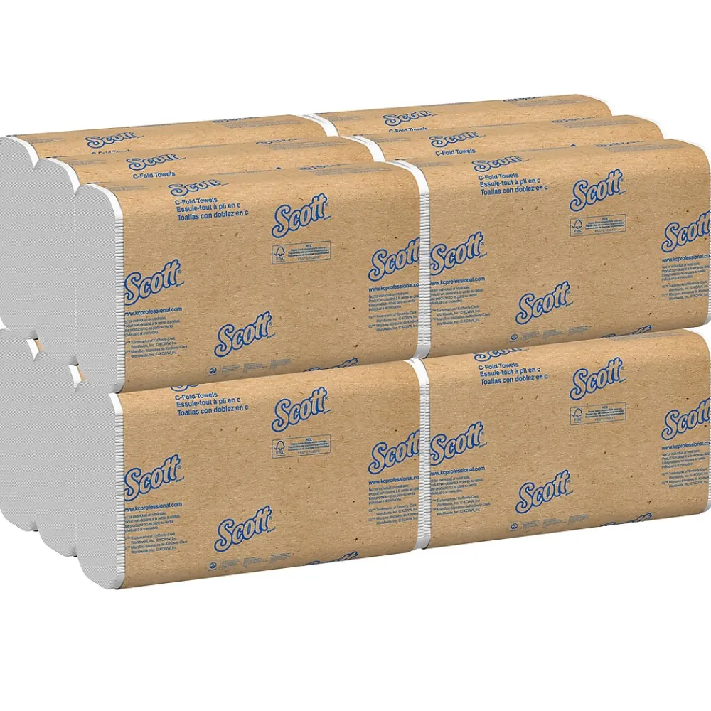 Scott Essential Recycled C-Fold Paper Towels, 1-ply, 200 Sheets/Pack, 12 Packs/Carton (01510)