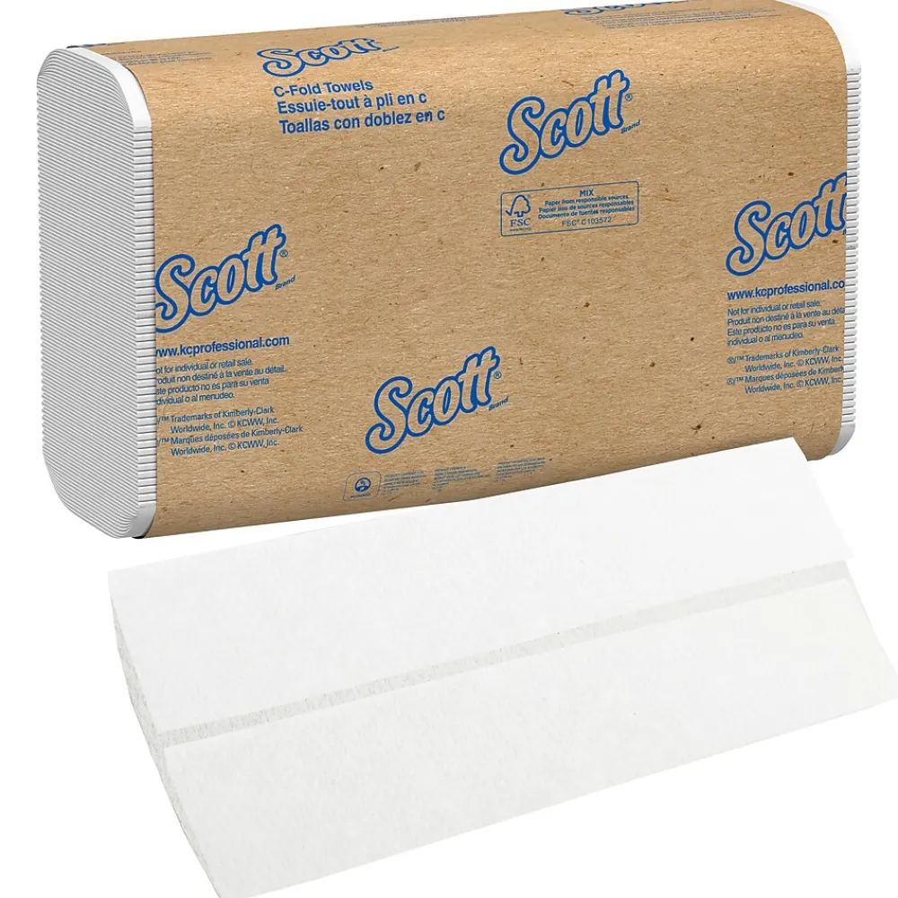 Scott Essential Recycled C-Fold Paper Towels, 1-ply, 200 Sheets/Pack, 12 Packs/Carton (01510)