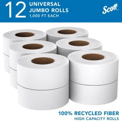 Essential Recycled Jumbo Toilet Paper, 2-ply, White, 12 Rolls/Case (67805)<Scott Sale