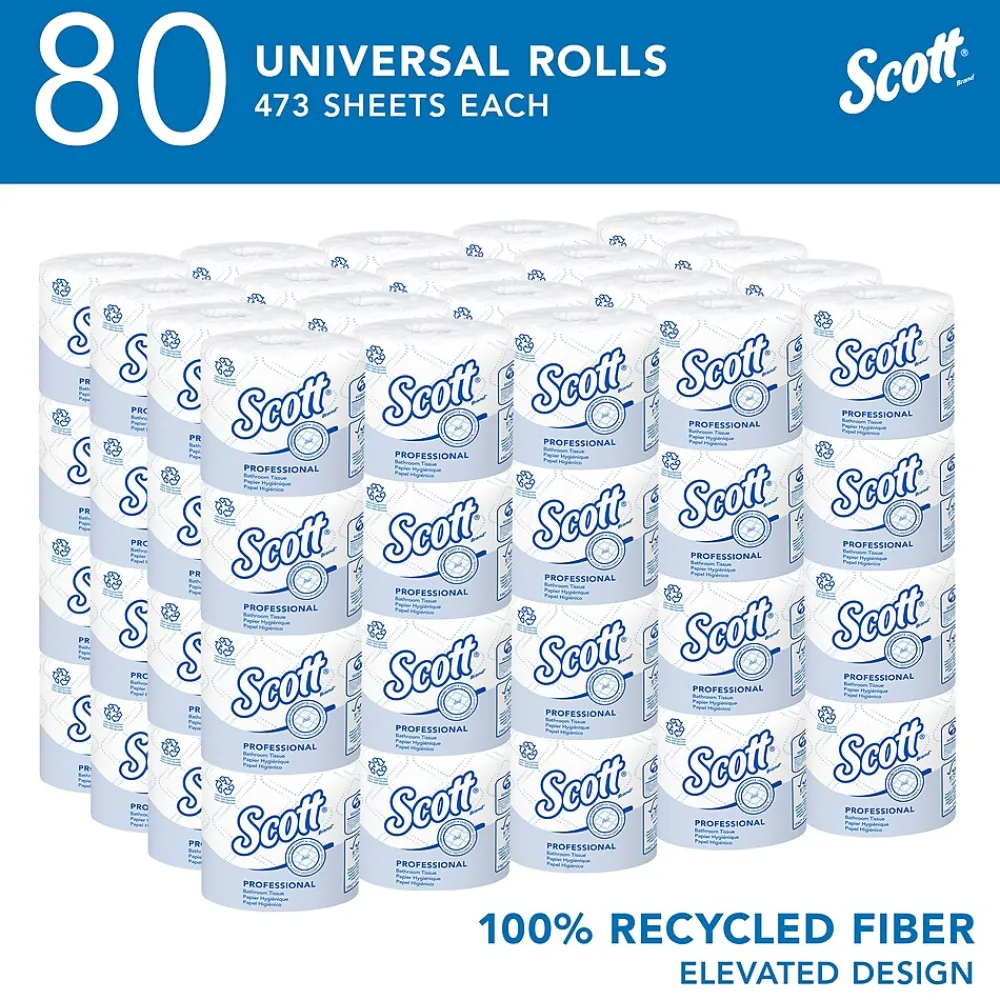 Essential Recycled Toilet Paper, 2-ply, White, 473 Sheets/Roll, 80 Rolls/Case (13217)<Scott New