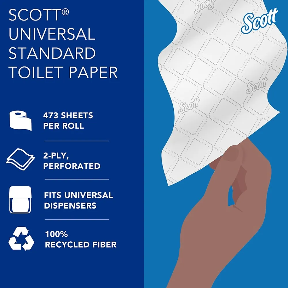 Essential Recycled Toilet Paper, 2-ply, White, 473 Sheets/Roll, 80 Rolls/Case (13217)<Scott New