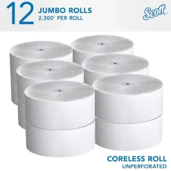 Essential Recycled Coreless Toilet Paper, 1-ply, White, 12 Rolls/Case (07005)<Scott Discount
