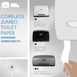 Essential Recycled Coreless Toilet Paper, 1-ply, White, 12 Rolls/Case (07005)<Scott Discount