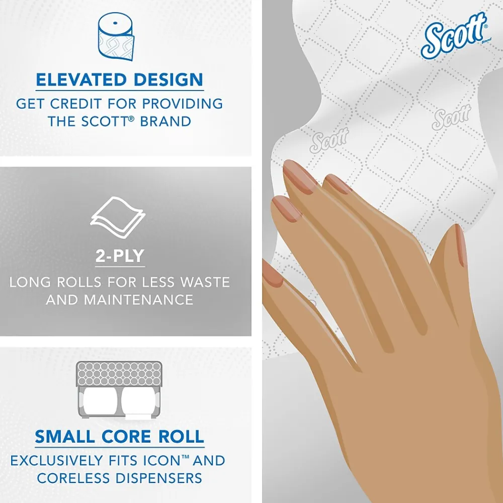 Pro 2-Ply Small Core Standard Toilet Paper, White, 1100 Sheets/Roll, 36 Rolls/Carton (47305)<Scott Outlet