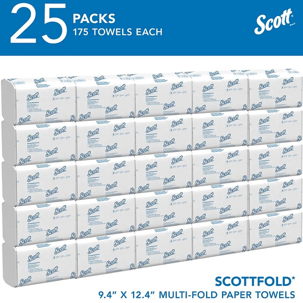 Scott Pro Recycled Multifold Paper Towels, 1-ply, 175 Sheets/Pack (01980)