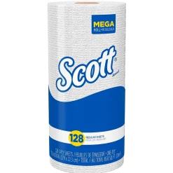 Scott Recycled Paper Towels, 1-ply, 128 Sheets/Roll, 20 Rolls/Pack (41482)
