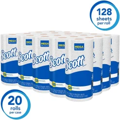Scott Recycled Paper Towels, 1-ply, 128 Sheets/Roll, 20 Rolls/Pack (41482)