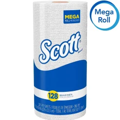 Scott Recycled Paper Towels, 1-ply, 128 Sheets/Roll, 20 Rolls/Pack (41482)