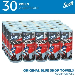 Shop Towels Original, 9.4" x 11", Blue, 55 Sheets/Roll, 30 Rolls/Carton (75130)<Scott Sale