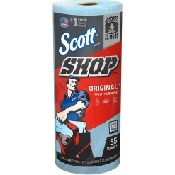 Shop Towels Original, 9.4" x 11", Blue, 55 Sheets/Roll, 12 Rolls/Carton (75147)<Scott Discount