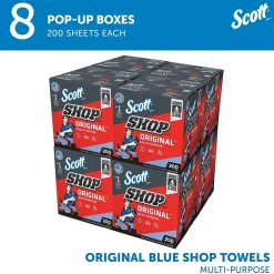 Shop Towels Original, 9" x 12", Blue 200 Sheets/Box, 8 Boxes/Carton (75190)<Scott Discount