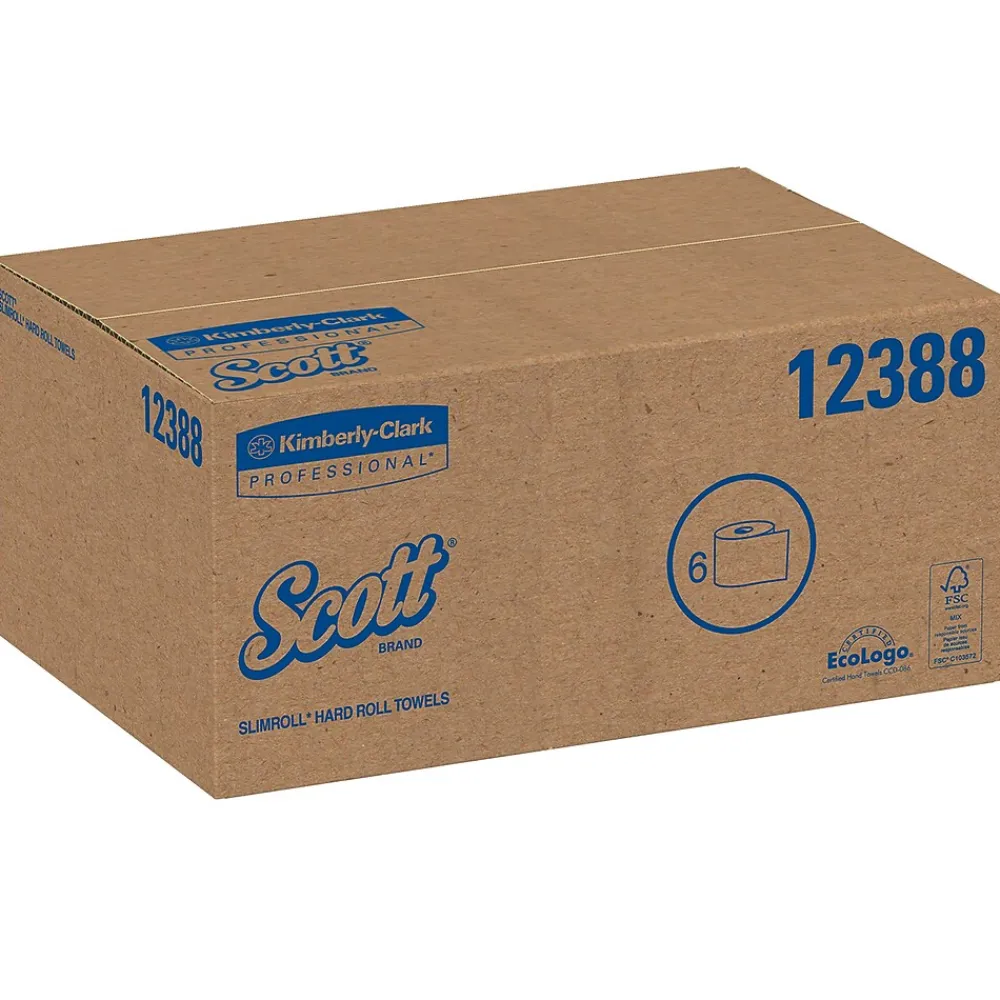 Scott SLIMROLL Recycled Hardwound Paper Towels, 1-ply, 580 ft./Roll, 6 Rolls/Carton (12388)