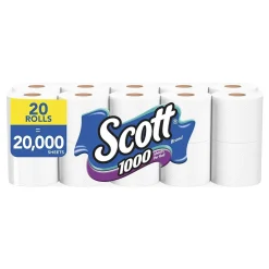 Toilet Paper, 1-ply, White, 1000 Sheets/Roll, 20 Rolls/Case (49668)<Scott Sale