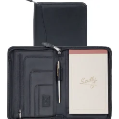Leather Padfolio with Zipper Closure, Black (5019Z-11-24-F)<Scully Discount