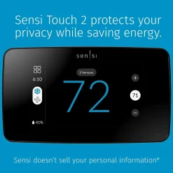 Emerson Sensi Touch 2 Smart Programmable Wi-Fi Thermostat, Works with Alexa, Black Beveled Edge (ST76)
