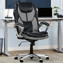 Office Chairs*Serta Amplify Ergonomic Faux Leather/Mesh Swivel Executive Chair, Gray (43673A)