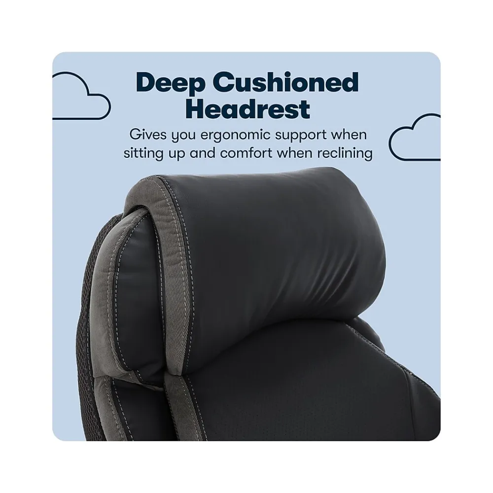 Office Chairs*Serta Big & Tall Ergonomic Bonded Leather Swivel Executive Chair, Black (44954)