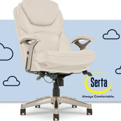 Ergonomic Chairs*Serta Claremont Ergonomic Faux Leather Swivel Executive Chair with Back in Motion Technology, (44186C) Ivory