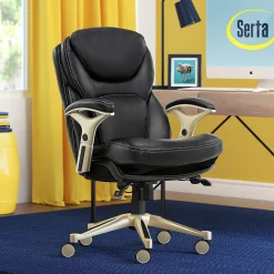 Ergonomic Chairs*Serta Claremont Ergonomic Leather Swivel Executive Chair with Back in Motion Technology, (CHR200006) Black