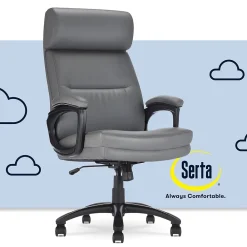 Office Chairs*Serta Comfort Big & Tall Ergonomic Bonded Leather Swivel Executive Chair, Gray (CHR10131C)