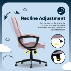 Office Chairs*Serta Comfort Classic Ergonomic Velvet Fabric Swivel Executive Chair, Pink (CCHR10005C)