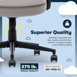 Office Chairs*Serta Comfort Classic Ergonomic Velvet Fabric Swivel Executive Chair, Taupe (CCHR10005B)