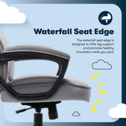 Office Chairs*Serta Comfort Classic Ergonomic Velvet Fabric Swivel Executive Chair, Gray (CCHR10005A)