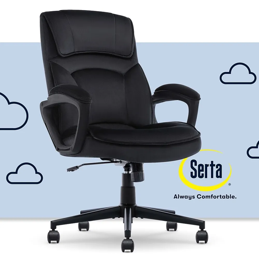 Office Chairs*Serta Comfort Classic Ergonomic Velvet Fabric Swivel Executive Chair, Black (CCHR10005D)