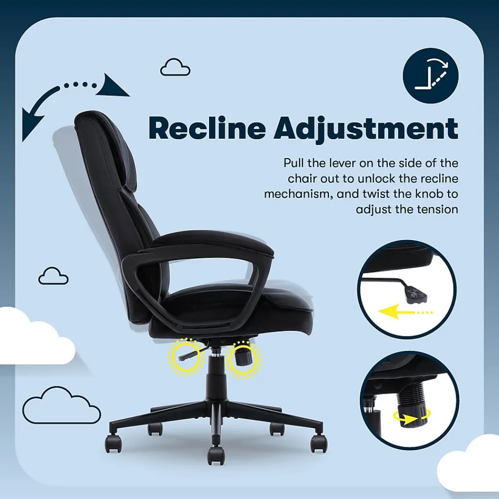 Office Chairs*Serta Comfort Classic Ergonomic Velvet Fabric Swivel Executive Chair, Black (CCHR10005D)