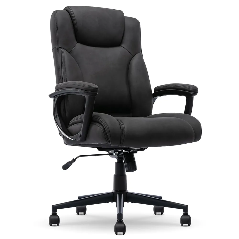 Office Chairs*Serta Comfort Eco Ergonomic Velvet Fabric Swivel Executive Chair, Light Black (CCHR10006B)