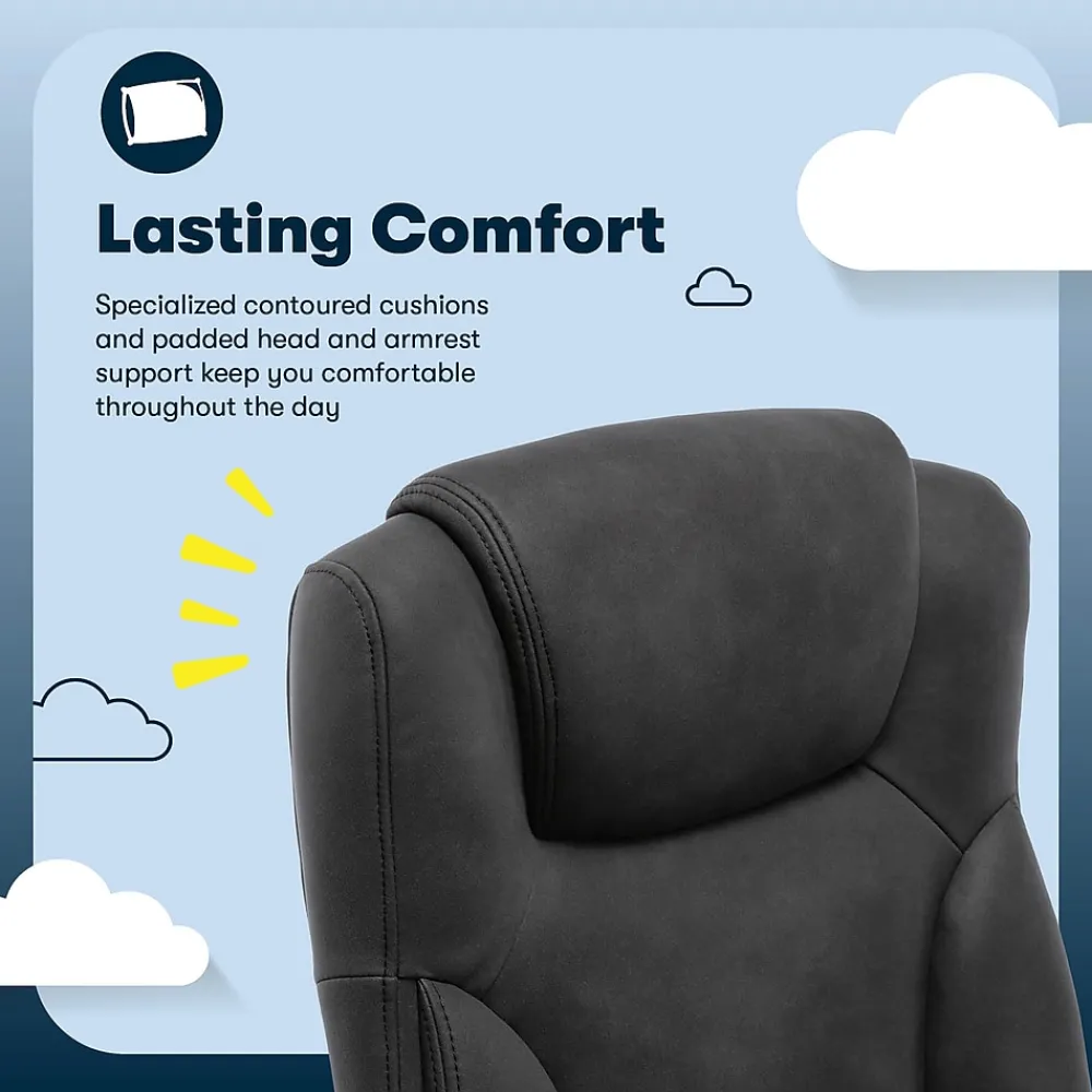 Office Chairs*Serta Comfort Eco Ergonomic Velvet Fabric Swivel Executive Chair, Light Black (CCHR10006B)
