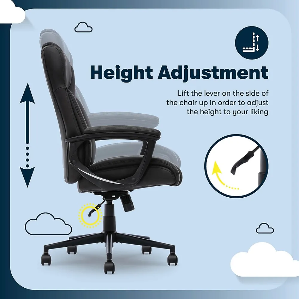 Office Chairs*Serta Comfort Eco Ergonomic Velvet Fabric Swivel Executive Chair, Light Black (CCHR10006B)