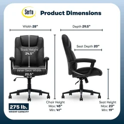 Office Chairs*Serta Comfort Eco Ergonomic Velvet Fabric Swivel Executive Chair, Light Black (CCHR10006B)