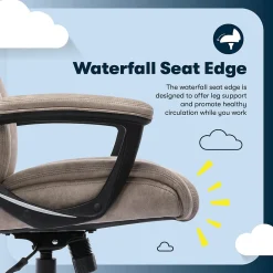 Office Chairs*Serta Comfort Eco Ergonomic Velvet Fabric Swivel Executive Chair, Light Brown (CCHR10006C)