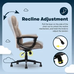 Office Chairs*Serta Comfort Eco Ergonomic Velvet Fabric Swivel Executive Chair, Light Brown (CCHR10006C)