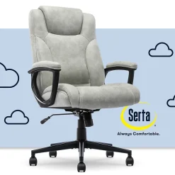 Office Chairs*Serta Comfort Eco Ergonomic Velvet Fabric Swivel Executive Chair, Light Grey (CCHR10006A)