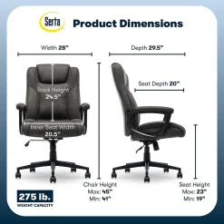 Office Chairs*Serta Comfort Eco Ergonomic Velvet Fabric Swivel Executive Chair, Brown (CCHR10006D)