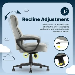 Office Chairs*Serta Comfort Ergo Ergonomic Velvet Fabric Swivel Executive Chair, Gray (CCHR10016C)