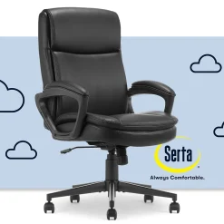 Office Chairs*Serta Comfort Ergo Ergonomic Bonded Leather Swivel Executive Chair, Black (CCHR10016B)