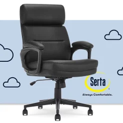 Office Chairs*Serta Comfort Ergonomic Bonded Leather Swivel Executive Chair, Black (CHR10130A)
