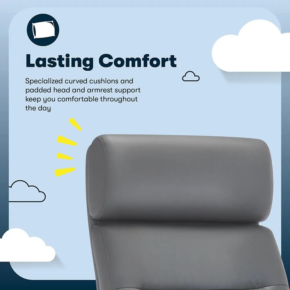 Office Chairs*Serta Comfort Ergonomic Bonded Leather Swivel Executive Chair, Gray (CHR10130C)