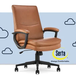 Office Chairs*Serta Comfort Modern Ergonomic Bonded Leather Swivel Executive Chair, Cognac (CHR10132D)