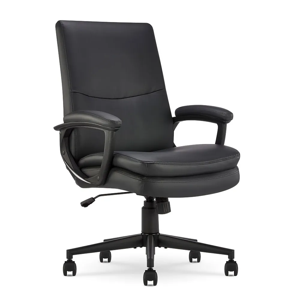 Office Chairs*Serta Comfort Modern Ergonomic Bonded Leather Swivel Executive Chair, Black (CHR10132A)