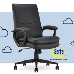 Office Chairs*Serta Comfort Modern Ergonomic Bonded Leather Swivel Executive Chair, Black (CHR10132A)