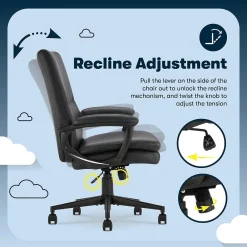 Office Chairs*Serta Comfort Modern Ergonomic Bonded Leather Swivel Executive Chair, Black (CHR10132A)