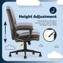 Office Chairs*Serta Comfort Modern Ergonomic Bonded Leather Swivel Executive Chair, Brown (CHR10132B)