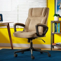 Office Chairs*Serta Executive Office Chair, Microfiber, Light Beige, Seat Size: 20.75''W x 19.5