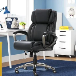 Ergonomic Chairs*Serta Garret Ergonomic Bonded Leather Swivel Executive Office Chair, (43520A) Midnight Black